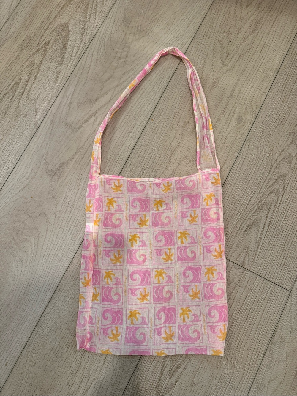 Free People Pink & Yellow Patterned Reusable Tote